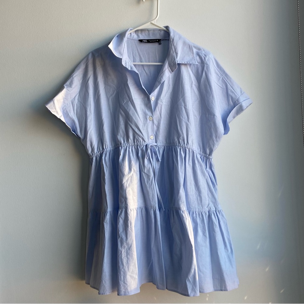 Zara Cotton Blue Dress Size Small